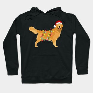 Golden Retriever Holiday Christmas Light - Golden Retriever Christmas in Santa Hat Holiday Santa Dog Hoodie